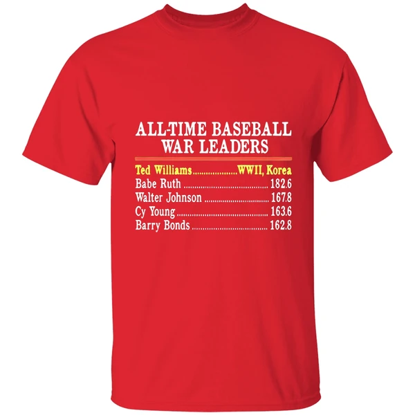 All Time Baseball War Leaders Ted Williams Shirt - Image 6