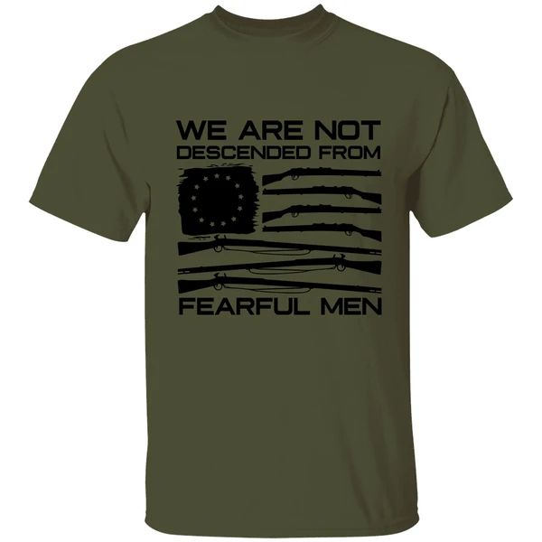 American Flag Shotgun We Are Not Descended From Fearful Men Shirt - Image 3