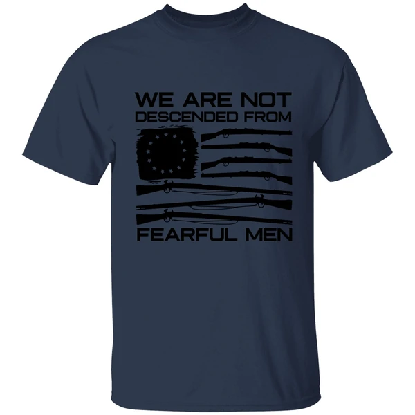 American Flag Shotgun We Are Not Descended From Fearful Men Shirt - Image 4