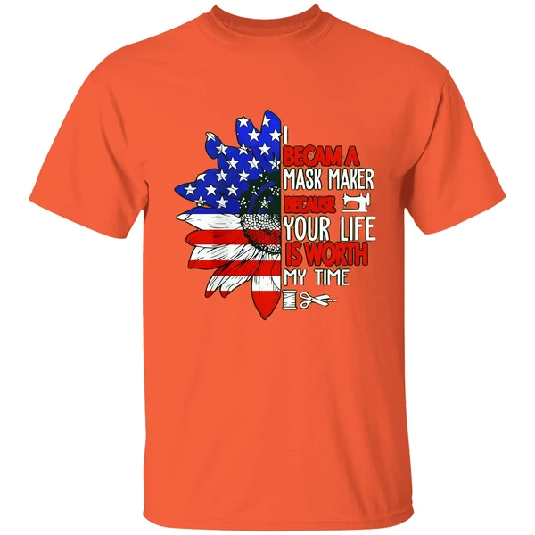 American Flag Sunflower I Became A Mask Maker Because Your Life Is Worth My Time Shirt - Image 5