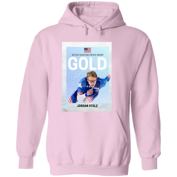 American Olympic Speed Skating Mens 1000m Gold Jordan Stolz Hoodie - Image 5