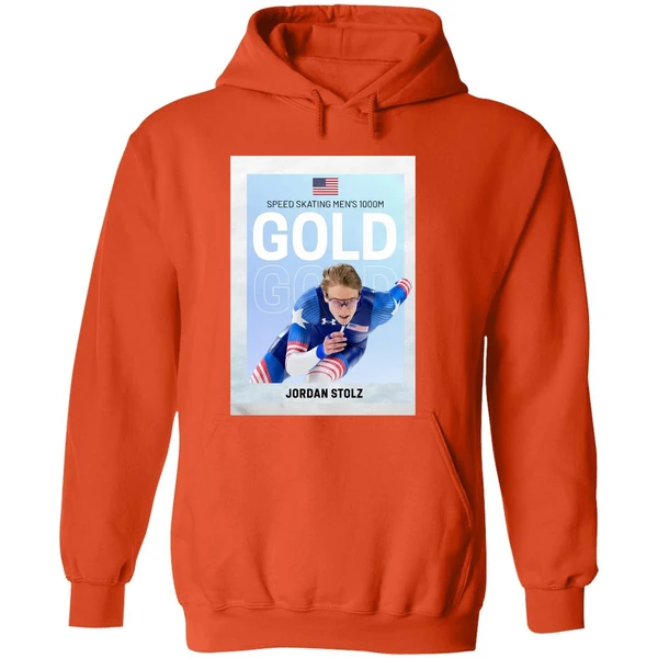 American Olympic Speed Skating Mens 1000m Gold Jordan Stolz Hoodie - Image 6