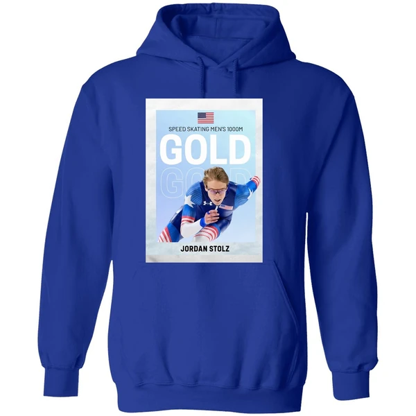 American Olympic Speed Skating Mens 1000m Gold Jordan Stolz Hoodie - Image 7