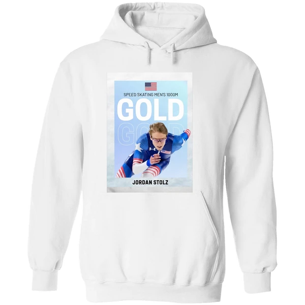 American Olympic Speed Skating Mens 1000m Gold Jordan Stolz Hoodie - Image 8