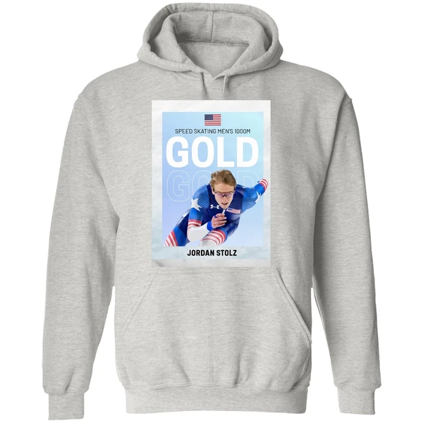 American Olympic Speed Skating Mens 1000m Gold Jordan Stolz Hoodie - Image 9