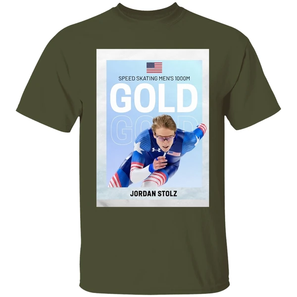 American Olympic Speed Skating Mens 1000m Gold Jordan Stolz Shirt - Image 4