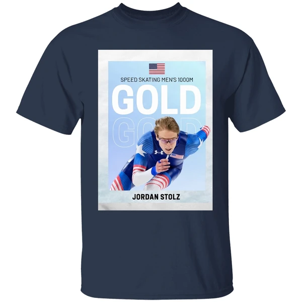 american olympic speed skating mens 1000m gold jordan stolz shirt navy