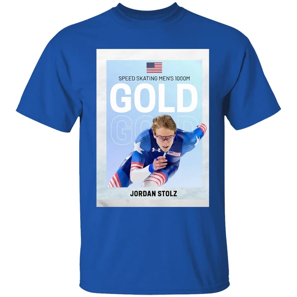 American Olympic Speed Skating Mens 1000m Gold Jordan Stolz Shirt - Image 8