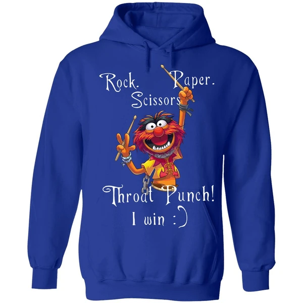 Animal Muppets Rock Paper Scissors Throat Punch I Win Hoodie