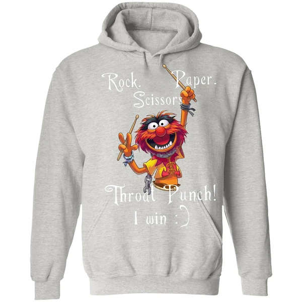 Animal Muppets Rock Paper Scissors Throat Punch I Win Hoodie - Image 7