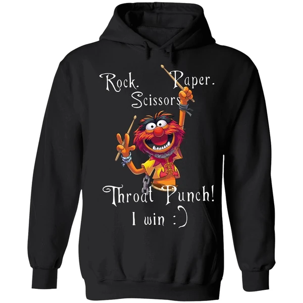 Animal Muppets Rock Paper Scissors Throat Punch I Win Hoodie - Image 8