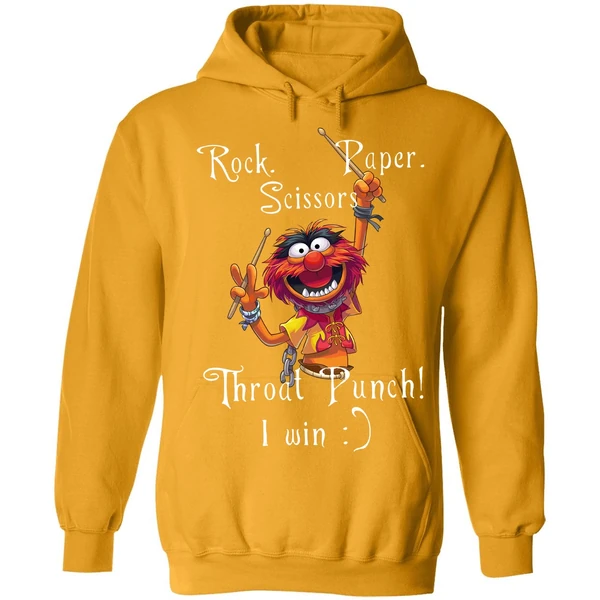 Animal Muppets Rock Paper Scissors Throat Punch I Win Hoodie - Image 9