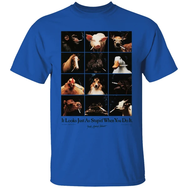 animal smoking it looks just as stupid when you do it youth against tobacco shirt royalblue