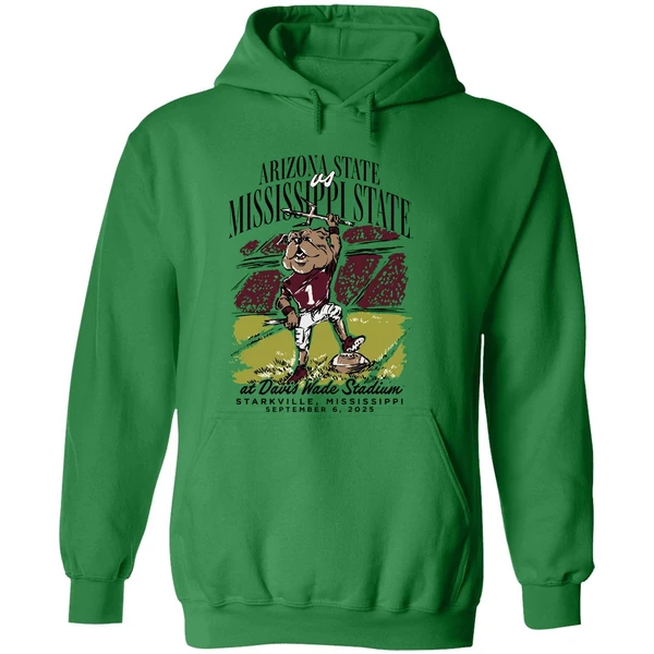 Arizona State Sun Devils Vs Mississippi State Bulldogs David Wade Stadium Gameday Mascot Hoodie - Image 2