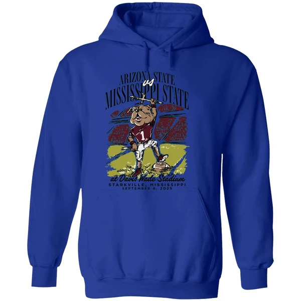 Arizona State Sun Devils Vs Mississippi State Bulldogs David Wade Stadium Gameday Mascot Hoodie - Image 7