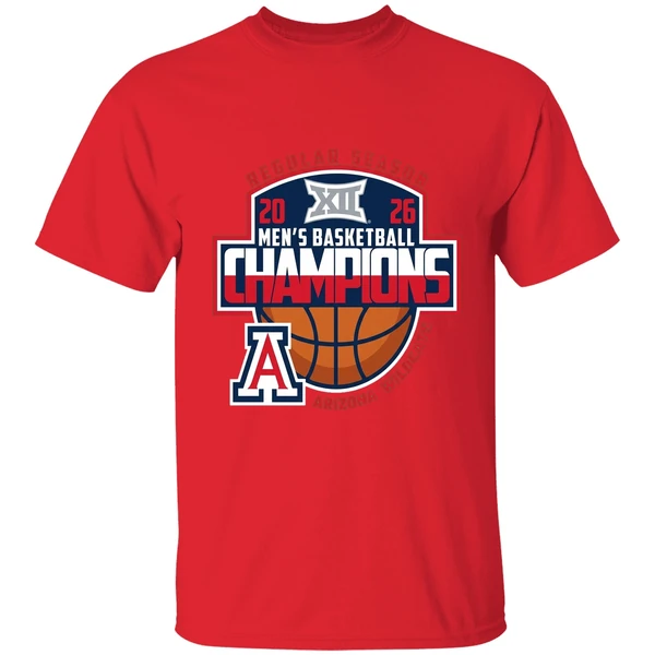 arizona wildcats 2026 big 12 mens basketball regular season champions shirt red
