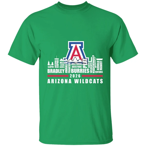 Arizona Wildcats Basketball Team Name Players City Skyline Shape 2026 Shirt - Image 2