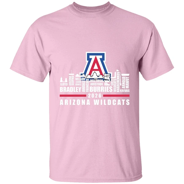 arizona wildcats basketball team name players city skyline shape 2026 shirt lightpink