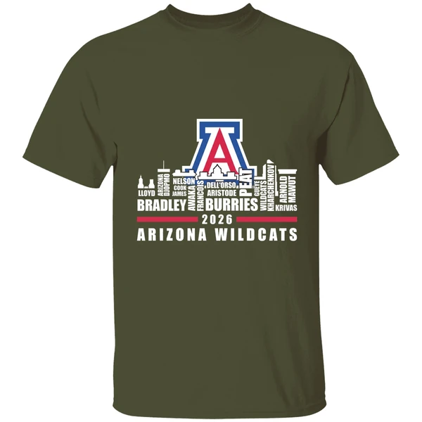Arizona Wildcats Basketball Team Name Players City Skyline Shape 2026 Shirt - Image 4