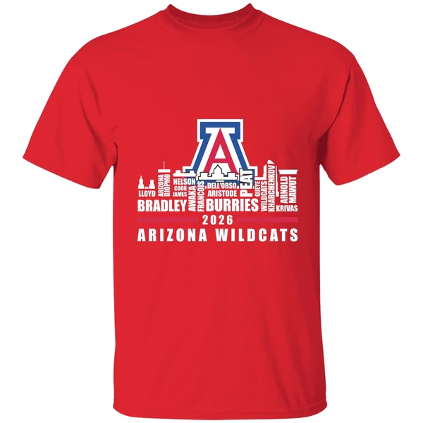 Arizona Wildcats Basketball Team Name Players City Skyline Shape 2026 Shirt - Image 7