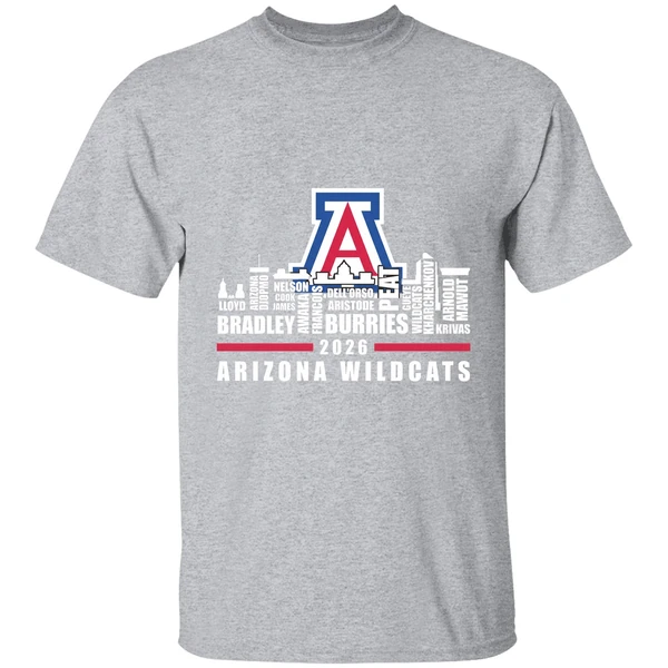 Arizona Wildcats Basketball Team Name Players City Skyline Shape 2026 Shirt - Image 9