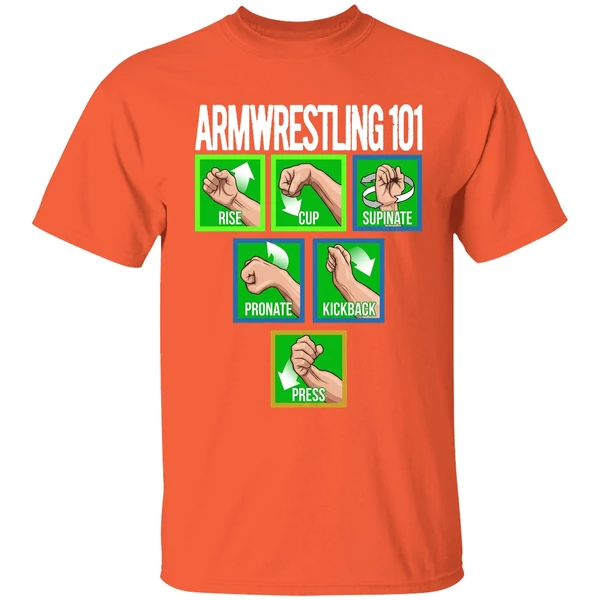 arm wrestling 101 graphic pro techniques shirt orange