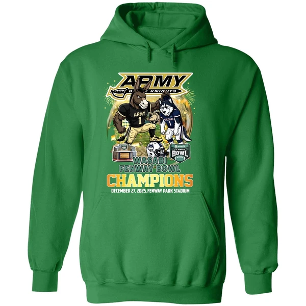 Army Black Knights Wasabi Fenway Bowl Champions 2025 Mascot Hoodie - Image 2