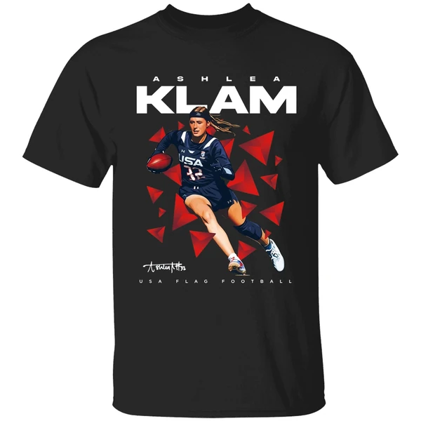 Ashlea Klam Usa Flag Football Signature Shirt