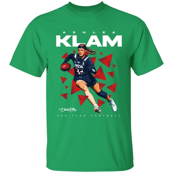 Ashlea Klam Usa Flag Football Signature Shirt - Image 2