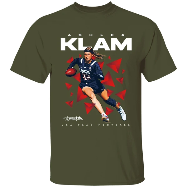Ashlea Klam Usa Flag Football Signature Shirt - Image 4