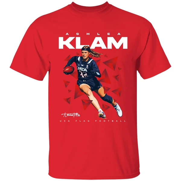 Ashlea Klam Usa Flag Football Signature Shirt - Image 7
