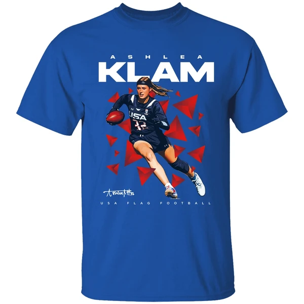 Ashlea Klam Usa Flag Football Signature Shirt - Image 8
