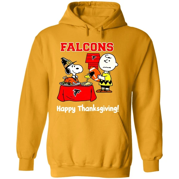 Atlanta Falcons Thanksgiving With Snoopy And Charlie Brown Nfl Hoodie