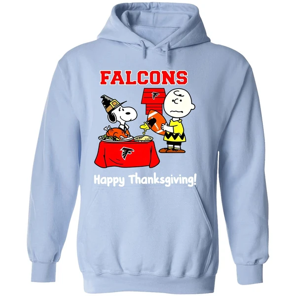 Atlanta Falcons Thanksgiving With Snoopy And Charlie Brown Nfl Hoodie - Image 4
