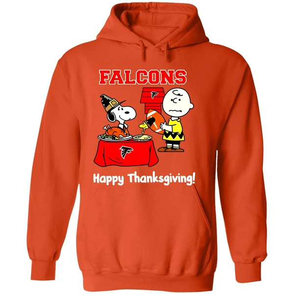 Atlanta Falcons Thanksgiving With Snoopy And Charlie Brown Nfl Hoodie - Image 6