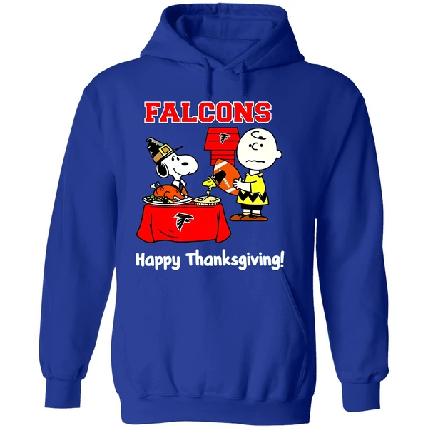 Atlanta Falcons Thanksgiving With Snoopy And Charlie Brown Nfl Hoodie - Image 7