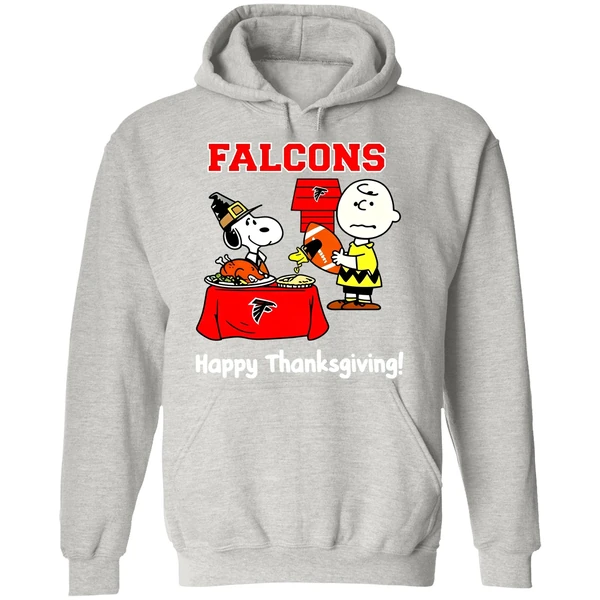 Atlanta Falcons Thanksgiving With Snoopy And Charlie Brown Nfl Hoodie - Image 9
