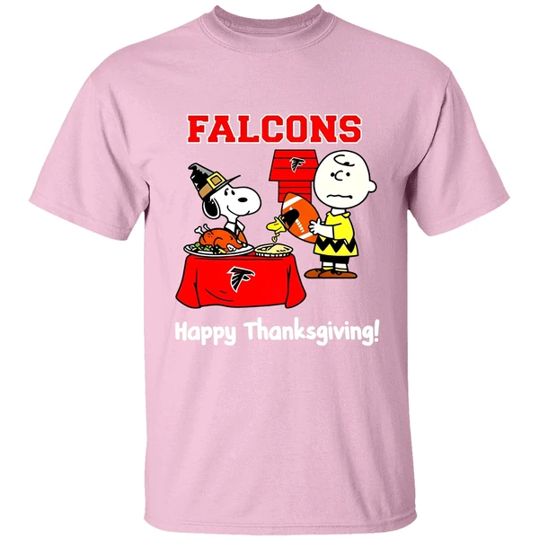 Atlanta Falcons Thanksgiving With Snoopy And Charlie Brown Nfl Shirt Atlanta Falcons Thanksgiving With Snoopy And Charlie Brown Nfl Shirt