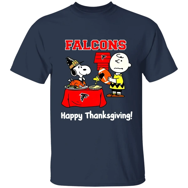 Atlanta Falcons Thanksgiving With Snoopy And Charlie Brown Nfl Shirt - Image 4