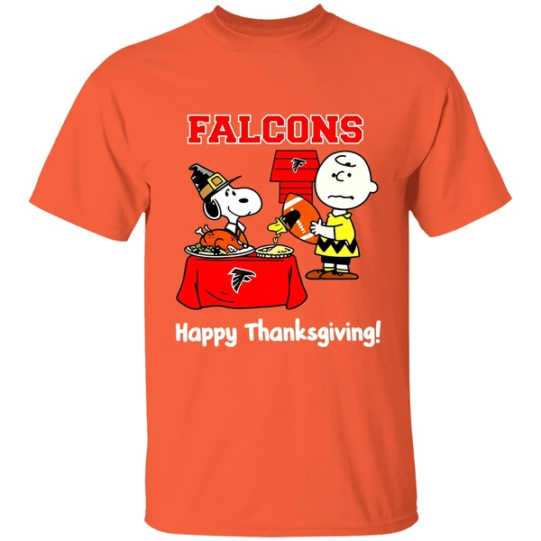 Atlanta Falcons Thanksgiving With Snoopy And Charlie Brown Nfl Shirt - Image 5