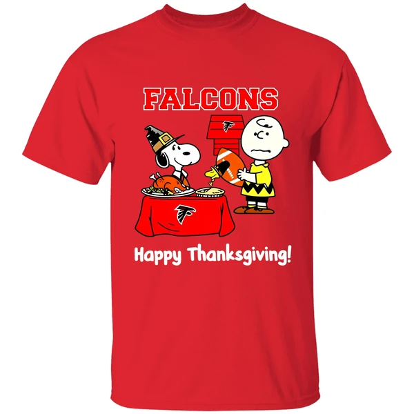 Atlanta Falcons Thanksgiving With Snoopy And Charlie Brown Nfl Shirt - Image 6