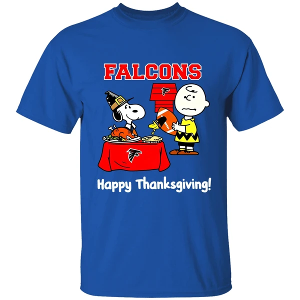Atlanta Falcons Thanksgiving With Snoopy And Charlie Brown Nfl Shirt - Image 7