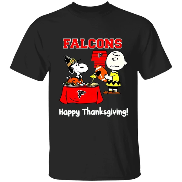 Atlanta Falcons Thanksgiving With Snoopy And Charlie Brown Nfl Shirt - Image 8