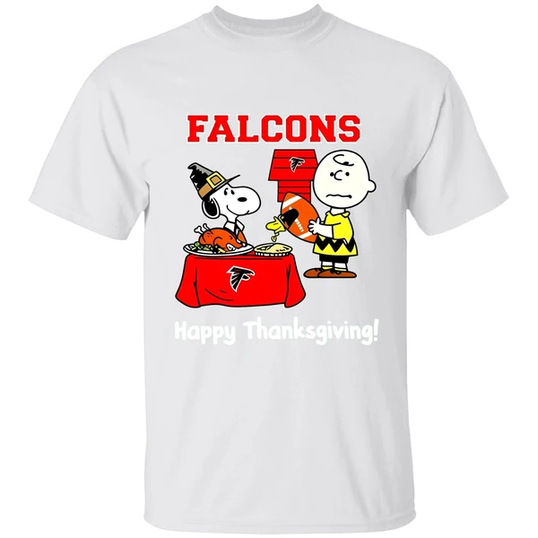 Atlanta Falcons Thanksgiving With Snoopy And Charlie Brown Nfl Shirt - Image 9