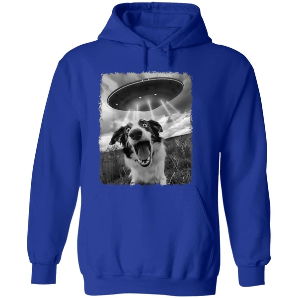 Australian Shepherd Dog Ufo Alien Extraterrestrial Selfie Hoodie - Image 7