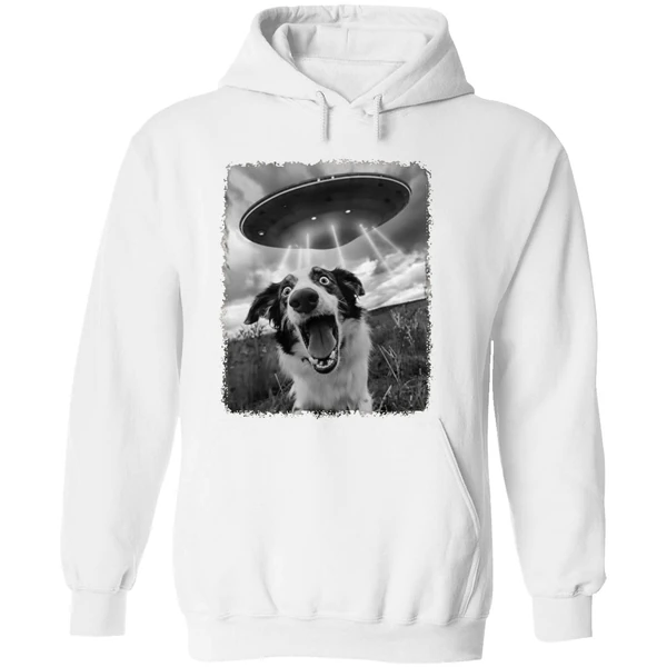 Australian Shepherd Dog Ufo Alien Extraterrestrial Selfie Hoodie - Image 8