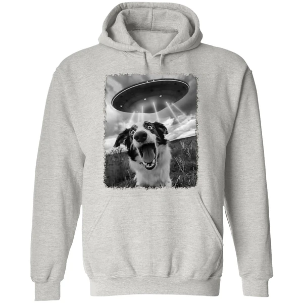 Australian Shepherd Dog Ufo Alien Extraterrestrial Selfie Hoodie - Image 9