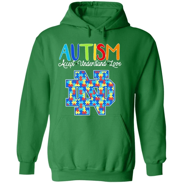 Autism Accept Understand Love Notre Dame Fighting Irish Hoodie - Image 2