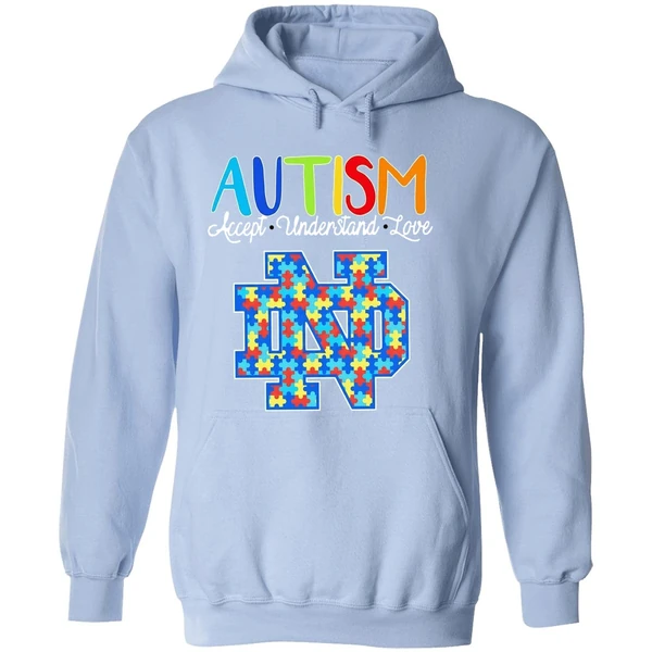 Autism Accept Understand Love Notre Dame Fighting Irish Hoodie - Image 4
