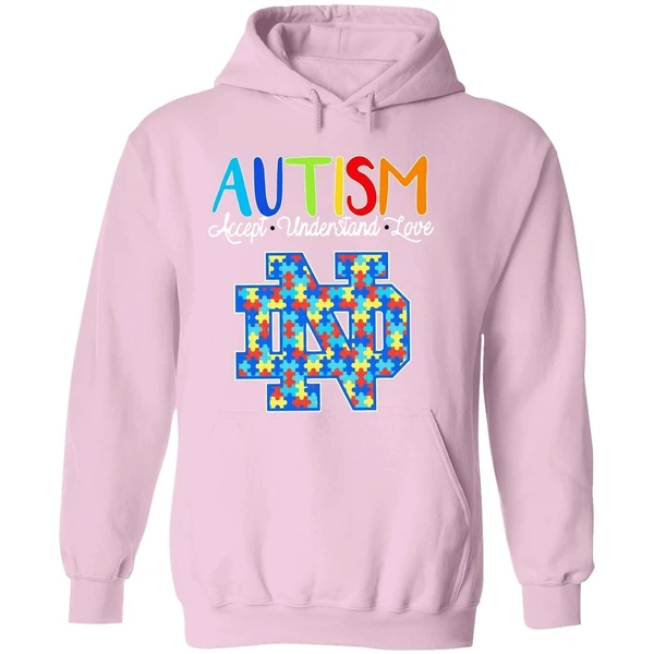 Autism Accept Understand Love Notre Dame Fighting Irish Hoodie - Image 5